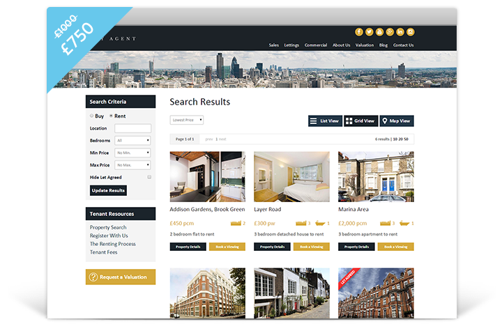 Estate Agent Websites - Cityscape Theme