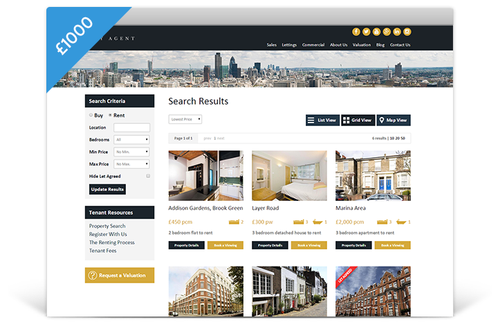 Estate Agent Websites - Cityscape Theme