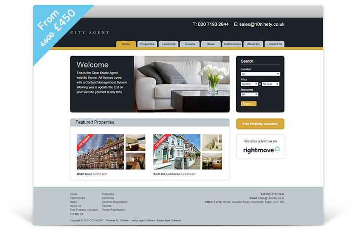 Estate Agent Websites - Clear Theme
