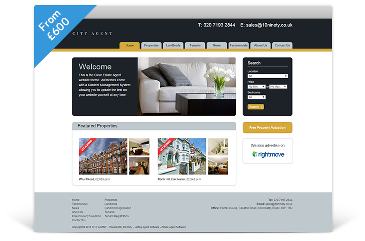 Estate Agent Websites - Clear Theme